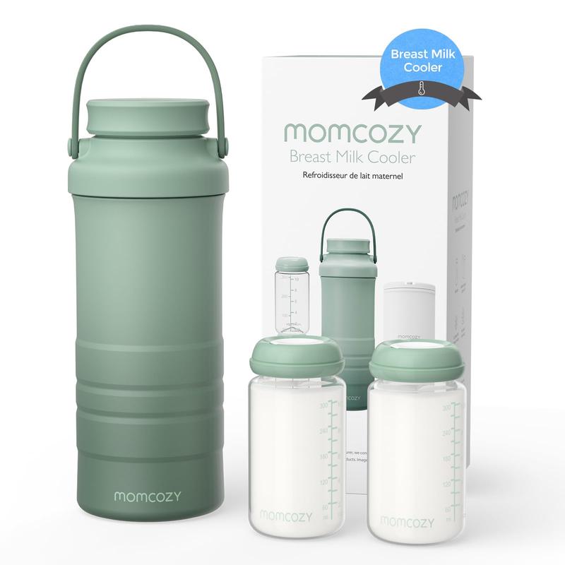 Momcozy 22Oz Portable Breast Milk Cooler for Outdoor, 360°Total Cooling for 24Hours, Larger Capacity Travel Breastmilk Chiller with 2Pcs Baby Bottles for Breastmilk Storage, Breastfeeding Essentials
