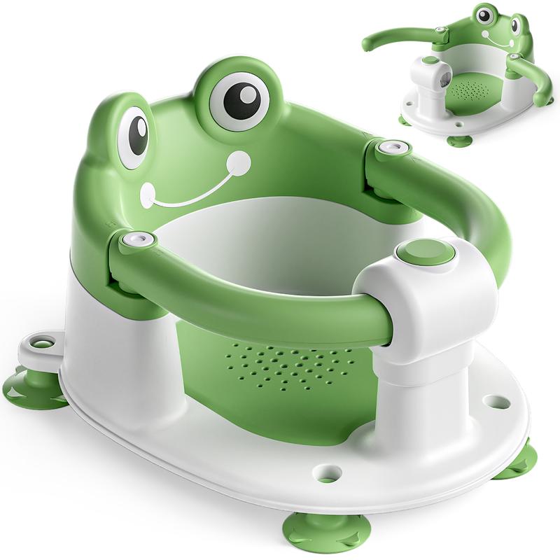 MOREFEEL Frog Design Baby Bath Seat for Babies  - Toddler Bath Seats for Babies Sitting up Non-Slip Infant Bath Tub Chair with 4 Suction Cups & Soft Cushion for Shower Compact Toddler Bathtub Seat Pink Gift Newborn