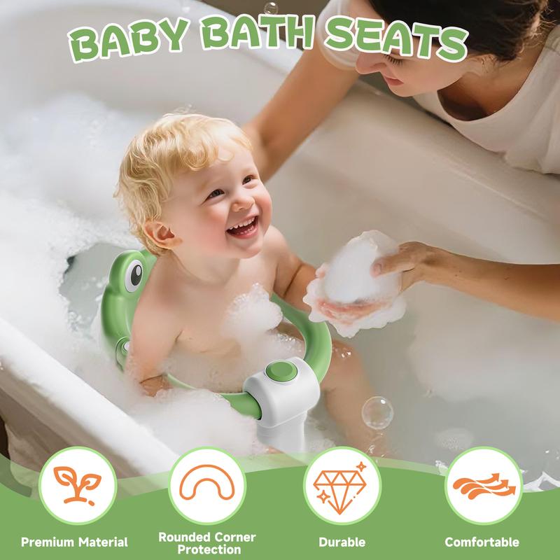 MOREFEEL Frog Design Baby Bath Seat for Babies  - Toddler Bath Seats for Babies Sitting up Non-Slip Infant Bath Tub Chair with 4 Suction Cups & Soft Cushion for Shower Compact Toddler Bathtub Seat Pink Gift Newborn