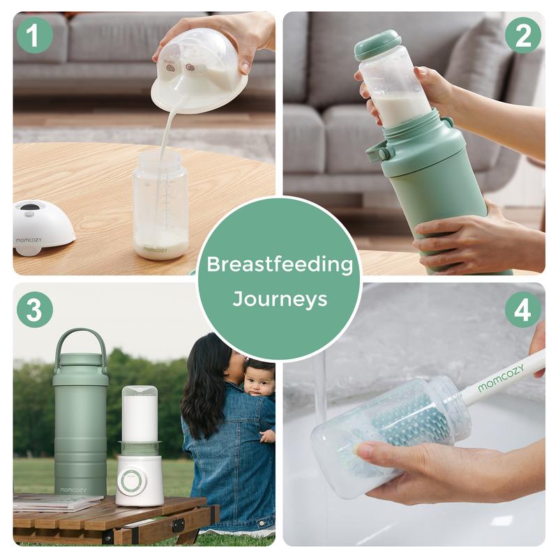 Momcozy 22Oz Portable Breast Milk Cooler for Outdoor, 360°Total Cooling for 24Hours, Larger Capacity Travel Breastmilk Chiller with 2Pcs Baby Bottles for Breastmilk Storage, Breastfeeding Essentials
