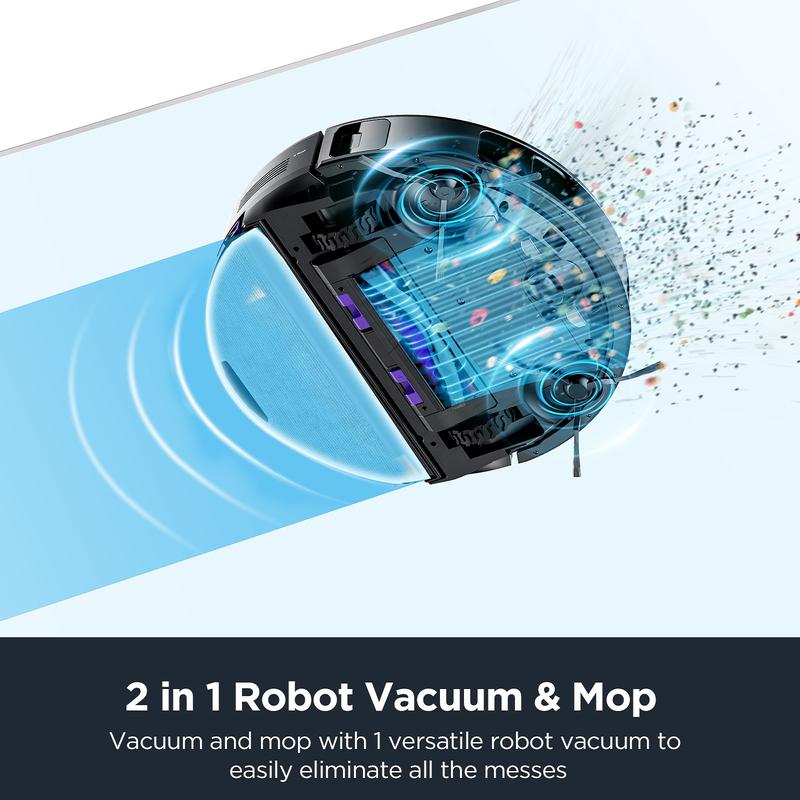 Eureka E10S Robot Vacuum with Bagless Self Emptying Station, Robotic Vacuum Mop Combo, 45-Day Capacity, 4000Pa Suction for Pet Hair, Remote Control 2 in 1 Home Appliance, All-In-One Sweeping and Mopping Robot Hepa Filter Extreme Runtime Lidar Navigation