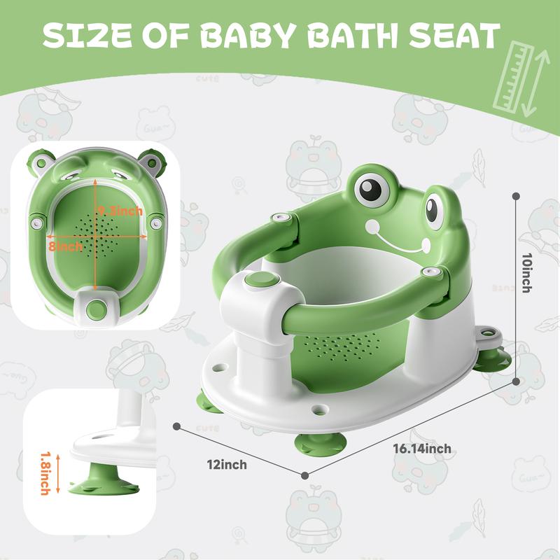 MOREFEEL Frog Design Baby Bath Seat for Babies  - Toddler Bath Seats for Babies Sitting up Non-Slip Infant Bath Tub Chair with 4 Suction Cups & Soft Cushion for Shower Compact Toddler Bathtub Seat Pink Gift Newborn