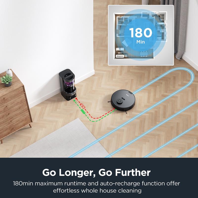 Eureka E10S Robot Vacuum with Bagless Self Emptying Station, Robotic Vacuum Mop Combo, 45-Day Capacity, 4000Pa Suction for Pet Hair, Remote Control 2 in 1 Home Appliance, All-In-One Sweeping and Mopping Robot Hepa Filter Extreme Runtime Lidar Navigation