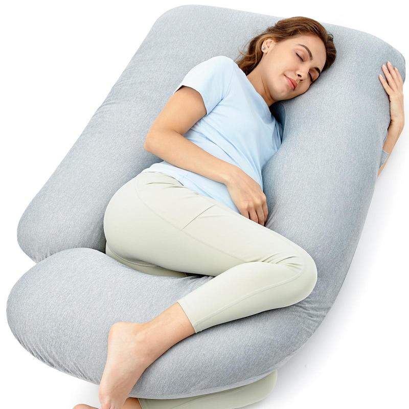 Momcozy Pregnancy Pillows, U Shaped Full Body Maternity Pillow with Removable Cover, 57 Inch Pregnancy Pillows for Sleeping, Grey