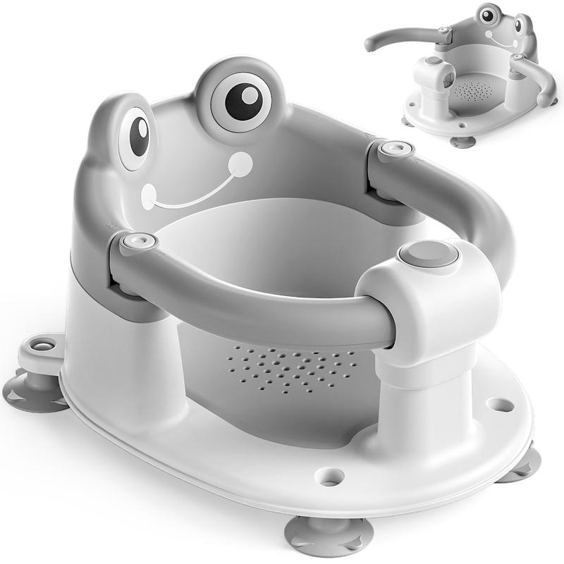 MOREFEEL Frog Design Baby Bath Seat for Babies  - Toddler Bath Seats for Babies Sitting up Non-Slip Infant Bath Tub Chair with 4 Suction Cups & Soft Cushion for Shower Compact Toddler Bathtub Seat Pink Gift Newborn