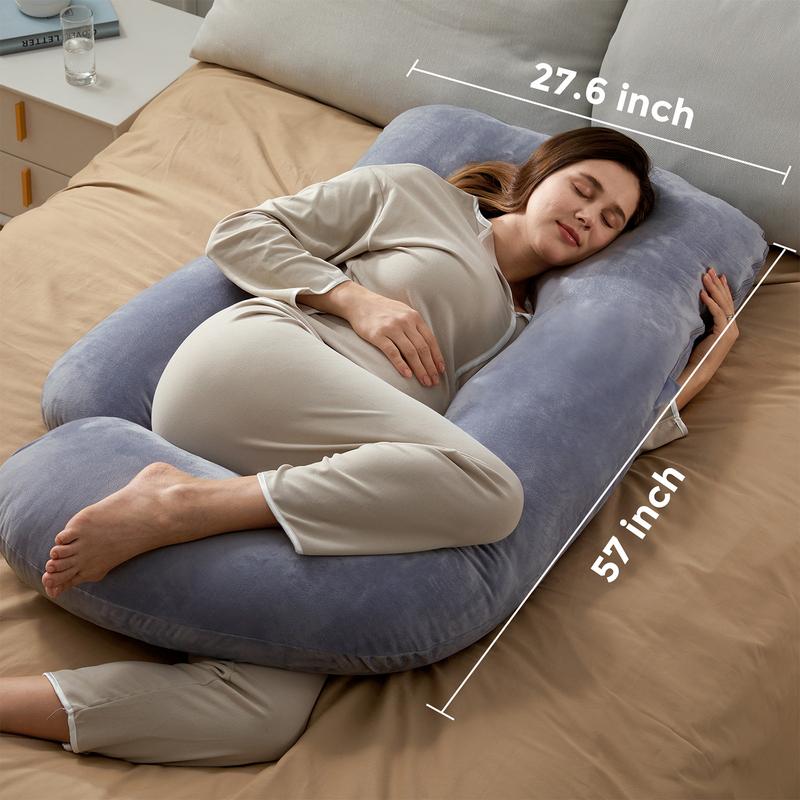 Momcozy Pregnancy Pillows, U Shaped Full Body Maternity Pillow with Removable Cover, 57 Inch Pregnancy Pillows for Sleeping, Grey
