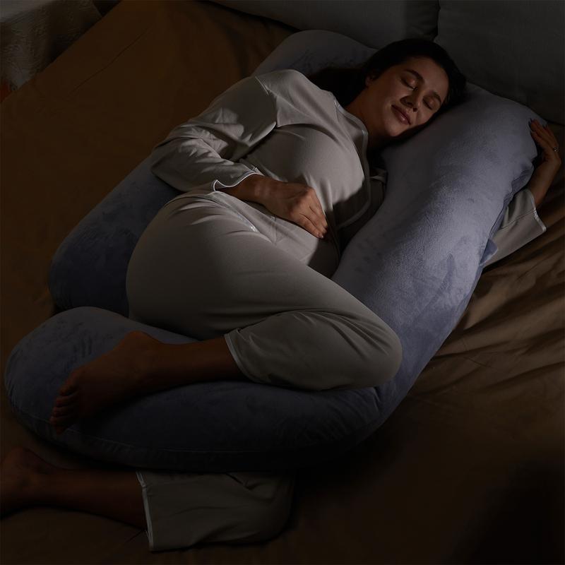 Momcozy Pregnancy Pillows, U Shaped Full Body Maternity Pillow with Removable Cover, 57 Inch Pregnancy Pillows for Sleeping, Grey