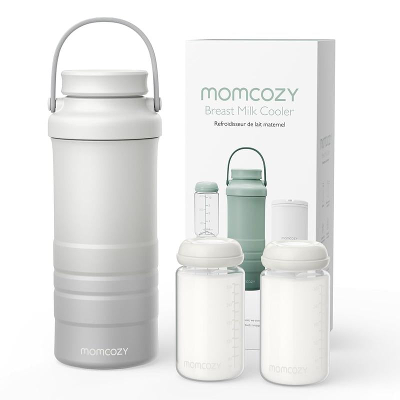 Momcozy 22Oz Portable Breast Milk Cooler for Outdoor, 360°Total Cooling for 24Hours, Larger Capacity Travel Breastmilk Chiller with 2Pcs Baby Bottles for Breastmilk Storage, Breastfeeding Essentials