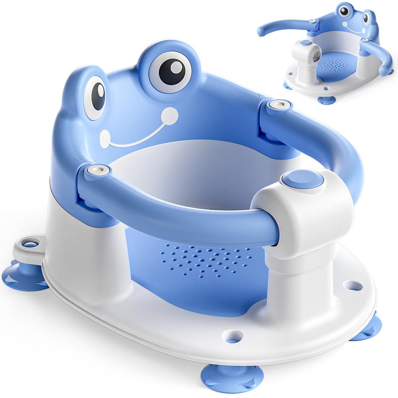 MOREFEEL Frog Design Baby Bath Seat for Babies  - Toddler Bath Seats for Babies Sitting up Non-Slip Infant Bath Tub Chair with 4 Suction Cups & Soft Cushion for Shower Compact Toddler Bathtub Seat Pink Gift Newborn