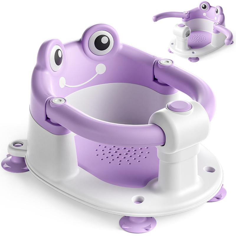 MOREFEEL Frog Design Baby Bath Seat for Babies  - Toddler Bath Seats for Babies Sitting up Non-Slip Infant Bath Tub Chair with 4 Suction Cups & Soft Cushion for Shower Compact Toddler Bathtub Seat Pink Gift Newborn