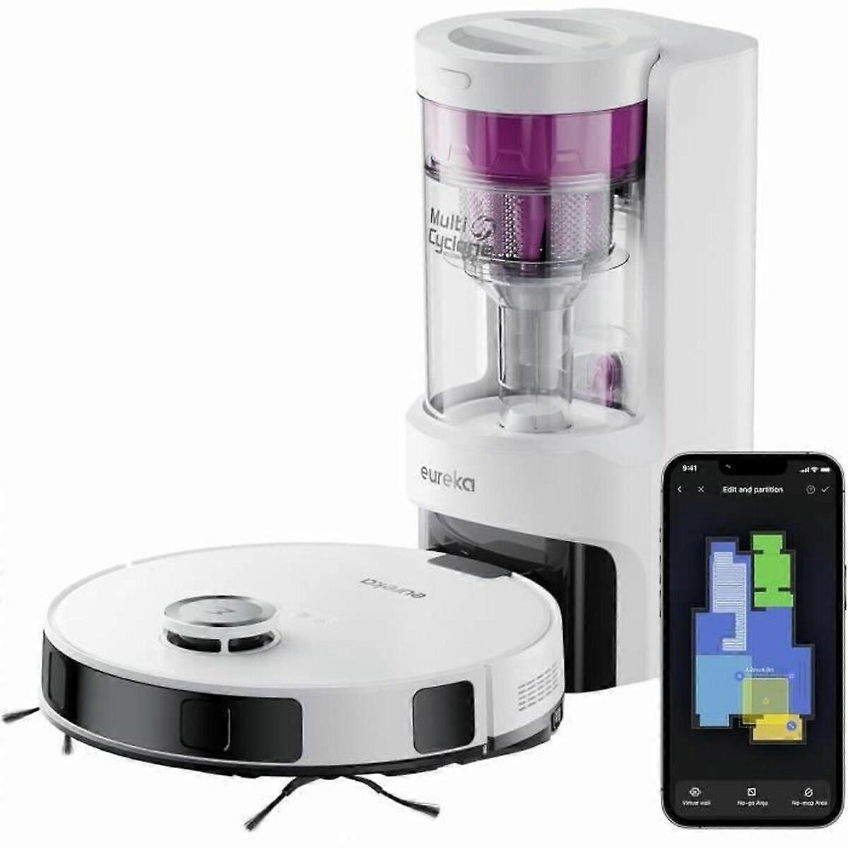 Eureka E10S Robot Vacuum with Bagless Self Emptying Station, Robotic Vacuum Mop Combo, 45-Day Capacity, 4000Pa Suction for Pet Hair, Remote Control 2 in 1 Home Appliance, All-In-One Sweeping and Mopping Robot Hepa Filter Extreme Runtime Lidar Navigation